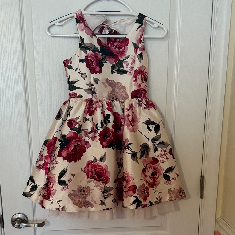 Rare Editions Pink and Cream Floral Dress